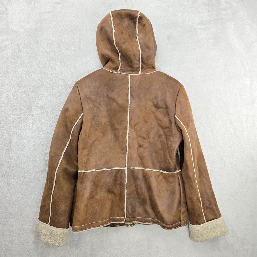 Vintage Guess Jacket Womens Large Faux Suede Sherpa Leather Patchwork Rare - Picture 9 of 11